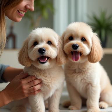 プロにグルーミングされている犬と猫