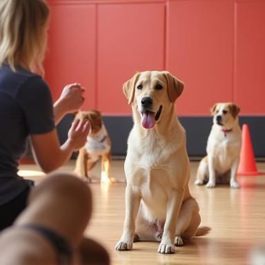 しつけ教室でトレーニングを受ける犬たち